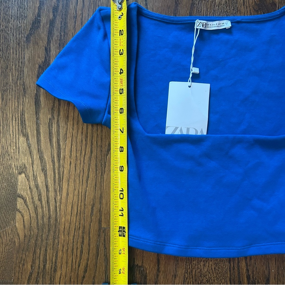 Zara Blue Square Neck Crop Top small NWT - Picture 6 of 7
